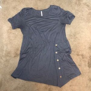 grey boutique tunic with buttons